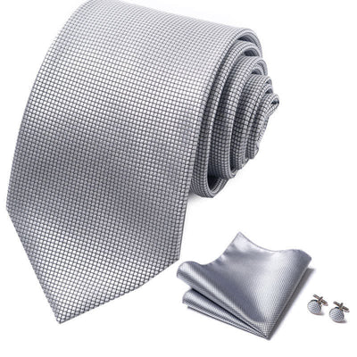 3Pcs Silver Men's Modernity Solid Color Necktie Set