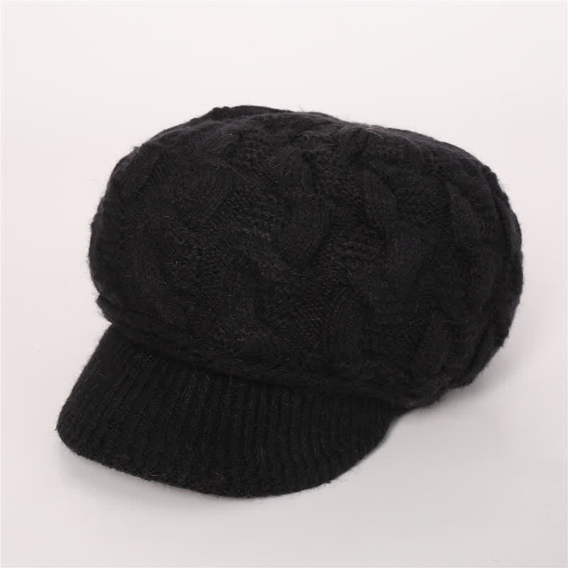 Women's Slouchy Fluffy Lining Visor Beanie Hat