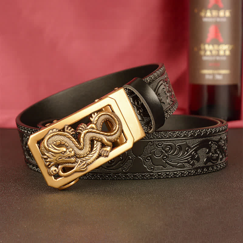 Men's Coiling Dragon Embossing Leather Belt