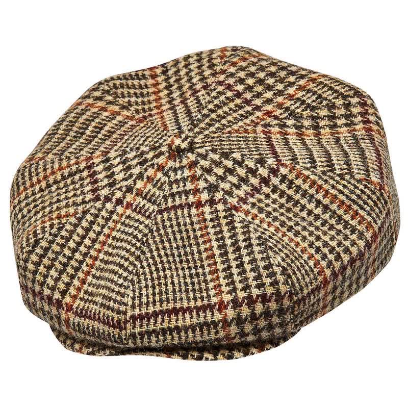 Beige Scottish Plaid Tweed Newsboy Beret Cap