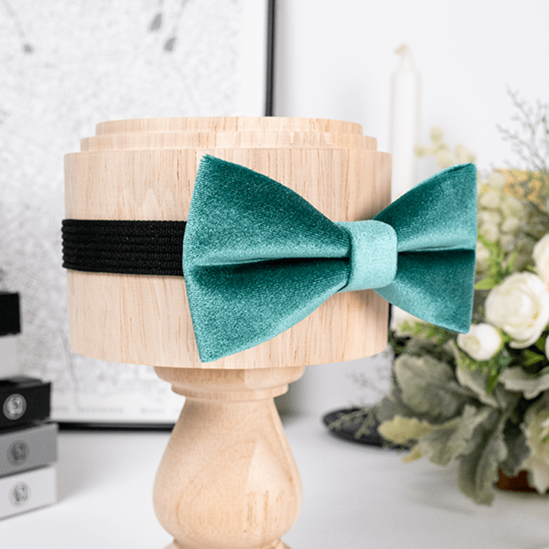 Men's Teal Green Solid Color Velvet Bow Tie