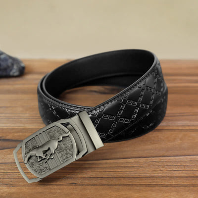 Men's DIY Running Horse Automatic Buckle Leather Belt