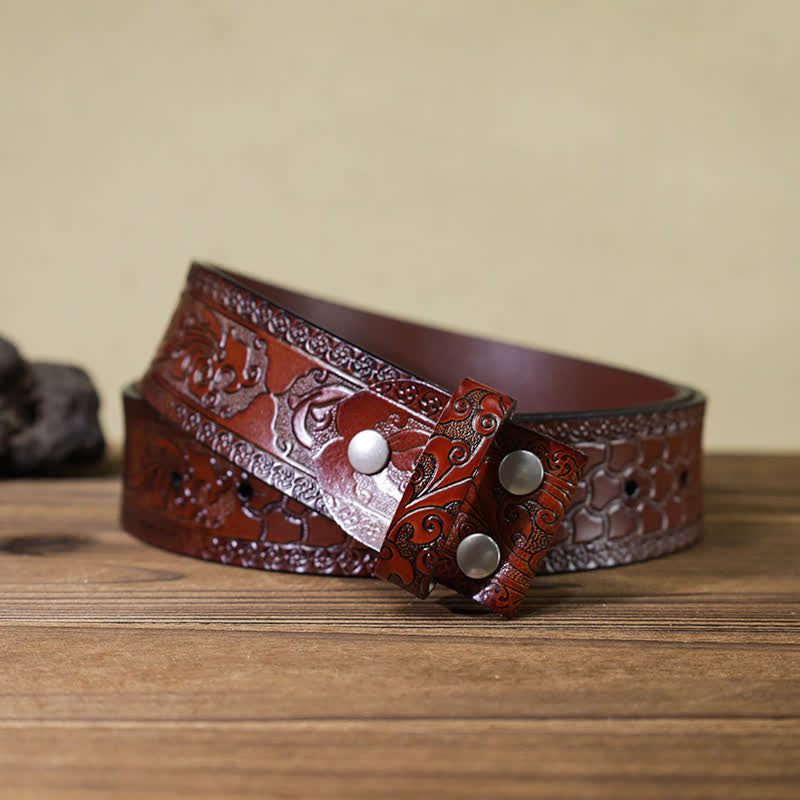 Men's DIY Sharp-billed Dragon Hidden Folding Knife Leather Belt