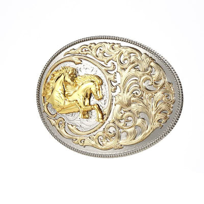 Men's DIY Luxury Gold Horse Head Buckle Leather Belt