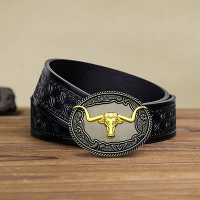 Men's DIY Eagle Horse Bull Animal Buckle Leather Belt