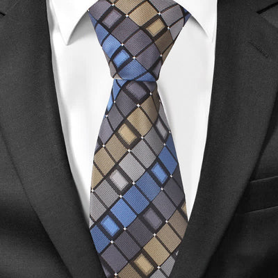 Men's Colorful Patch Square Checkered Necktie