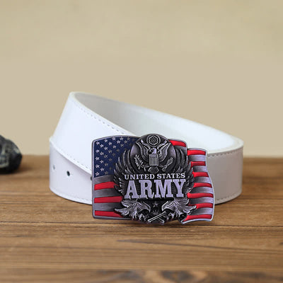 Men's DIY United States Army Buckle Leather Belt