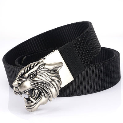 Men's Roaring Tiger Head Nylon Belt