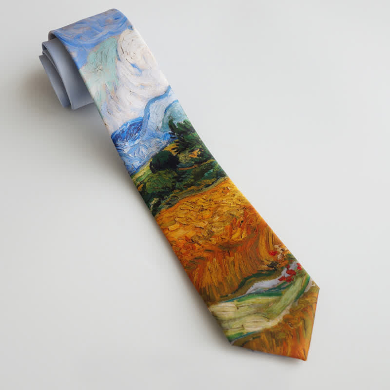 Men's Oil Painting Wheat Field Necktie