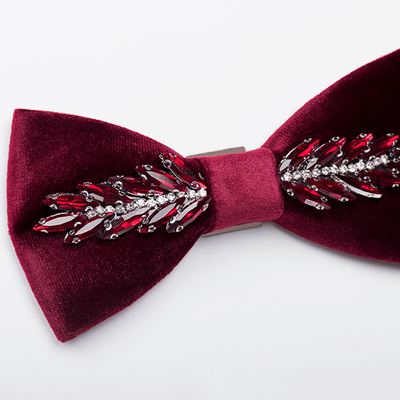 Men's Witty Crystal Velvet Bow Tie