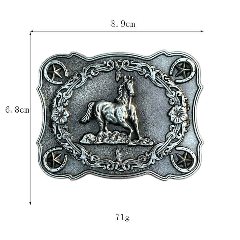 Men's DIY Wild Running Horse Buckle Leather Belt