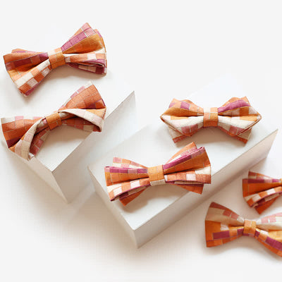 Men's Orange & Pink Sunshine Checker Bow Tie