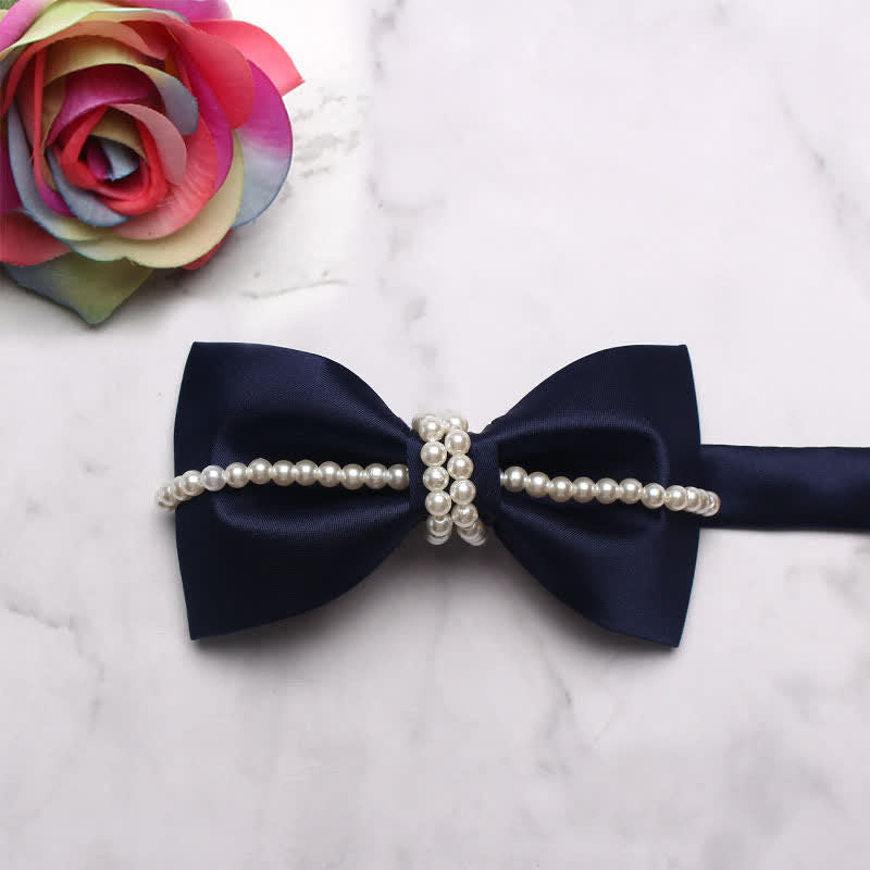 Men's Pearl Decor Chain Bow Tie