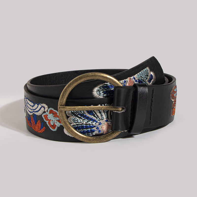 Women's Boho Floral Embroidery Ethnic Leather Belt