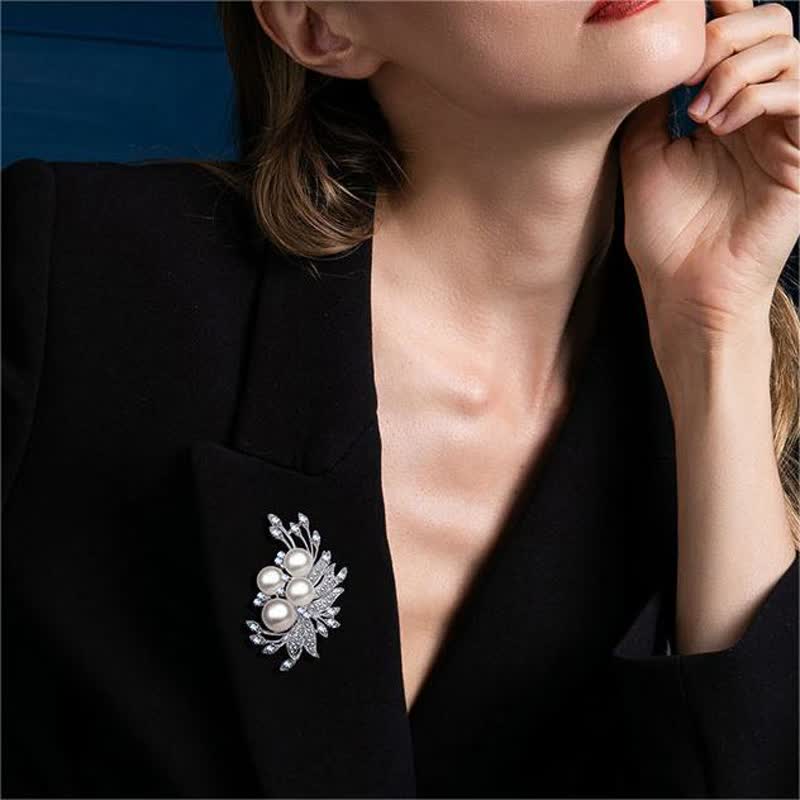 Women's Phoenixes Flower Pearl Brooch