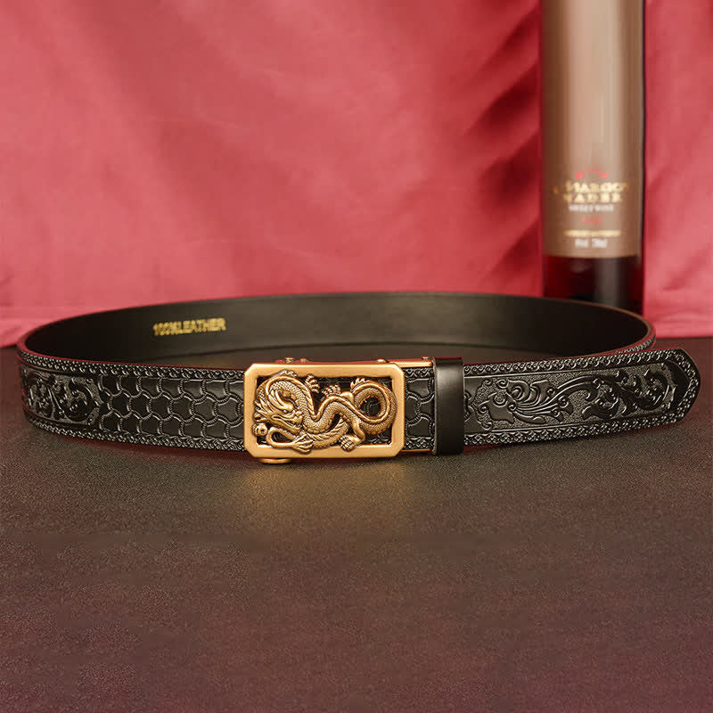 Men's Coiling Dragon Embossing Leather Belt