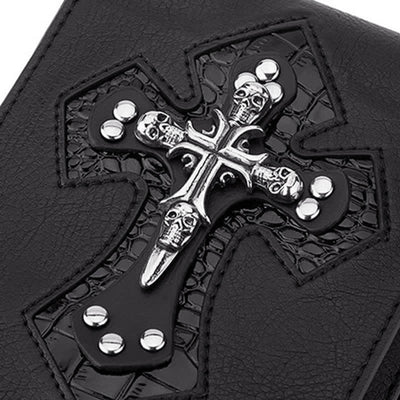 Punk Black Skull Cross Leather Belt Bag