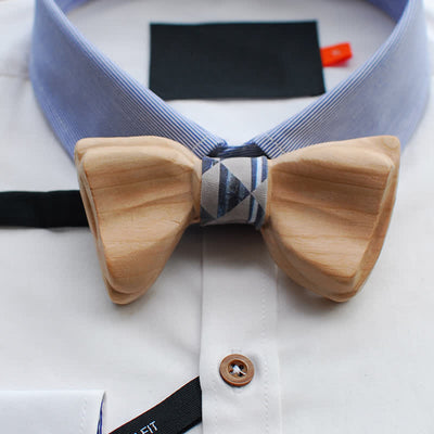 Men's Ice-sharp Layered Wooden Bow Tie