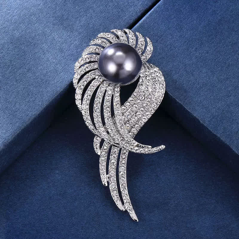 Women's Angel Wing Feather Pearl Brooch