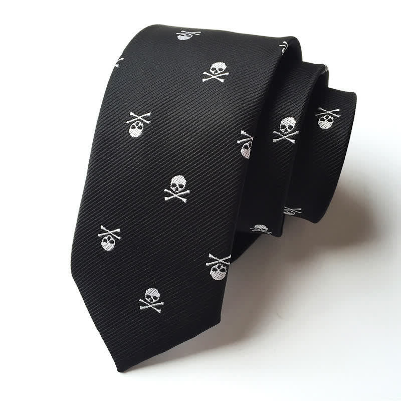 Men's Halloween Skeleton Cross Bones Necktie