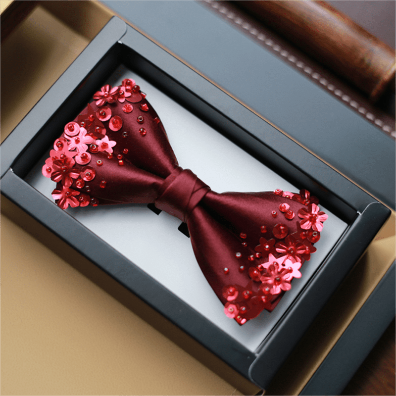 Men's Sequin Flourishing Bow Tie Pocket Square