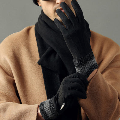 Unisex Suede Fleece Non-slip Flip Split Finger Gloves