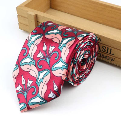 Men's Vintage Print Abstract Floral Necktie