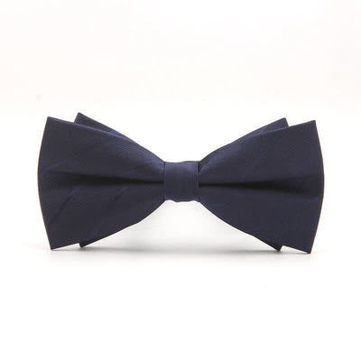 Men's Double-layer Plain Striped Bow Tie