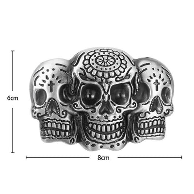 Men's DIY Triple Skull Head Buckle Leather Belt