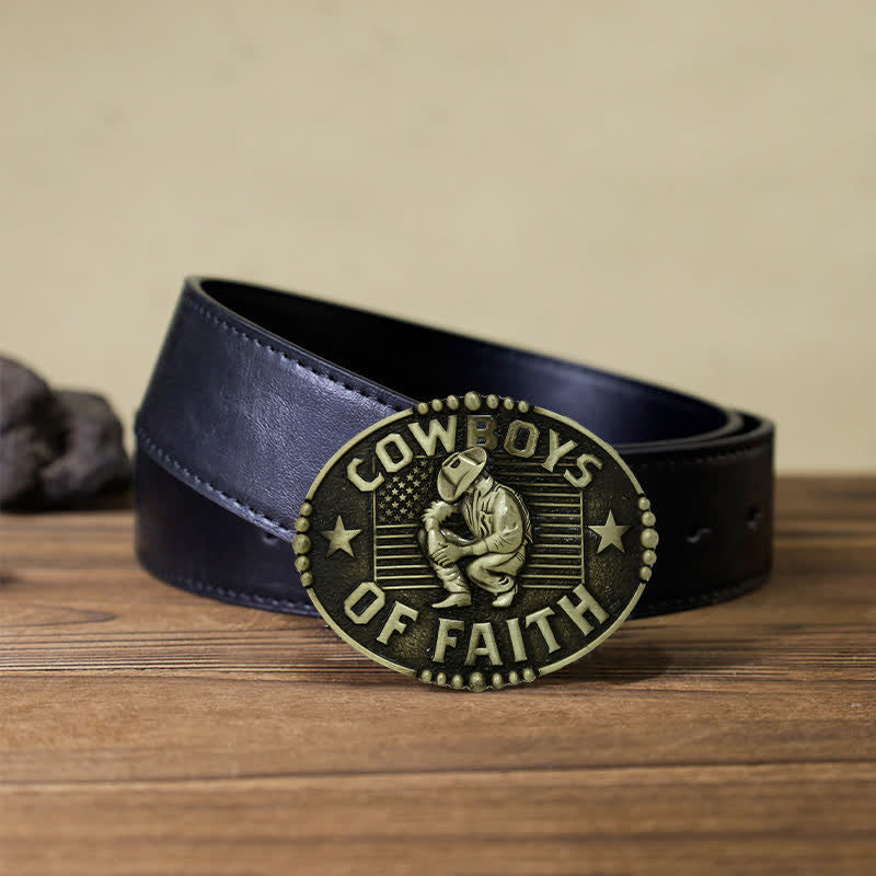 Men's DIY Cowboys Of Faith Buckle Leather Belt