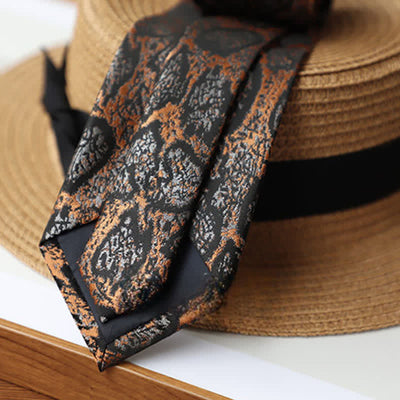 Men's Abstract Black & Orange Exotic Mystery Necktie