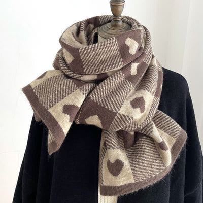 Women's Chunky Love Plaid Double-Sided Scarf
