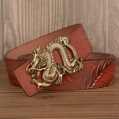 Men's Flying Dragon Luxury Cowskin Leather Belt