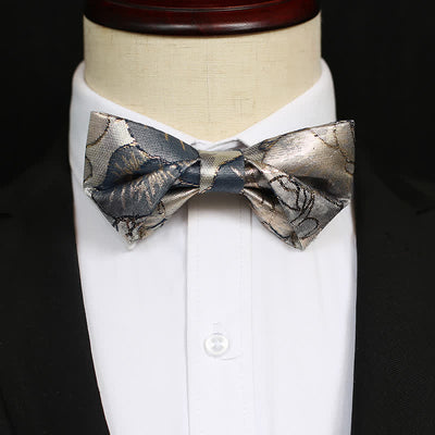 Men's Glittering Gold & Blue Floral Bow Tie