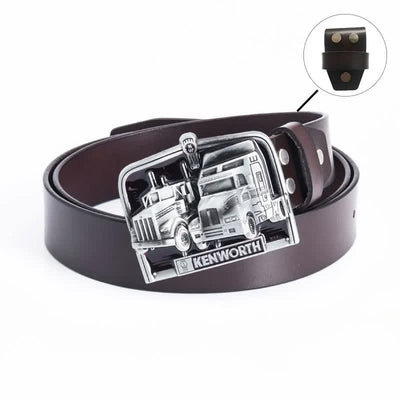 Men's Punk Truck Driver Enamel Buckle Leather Belt