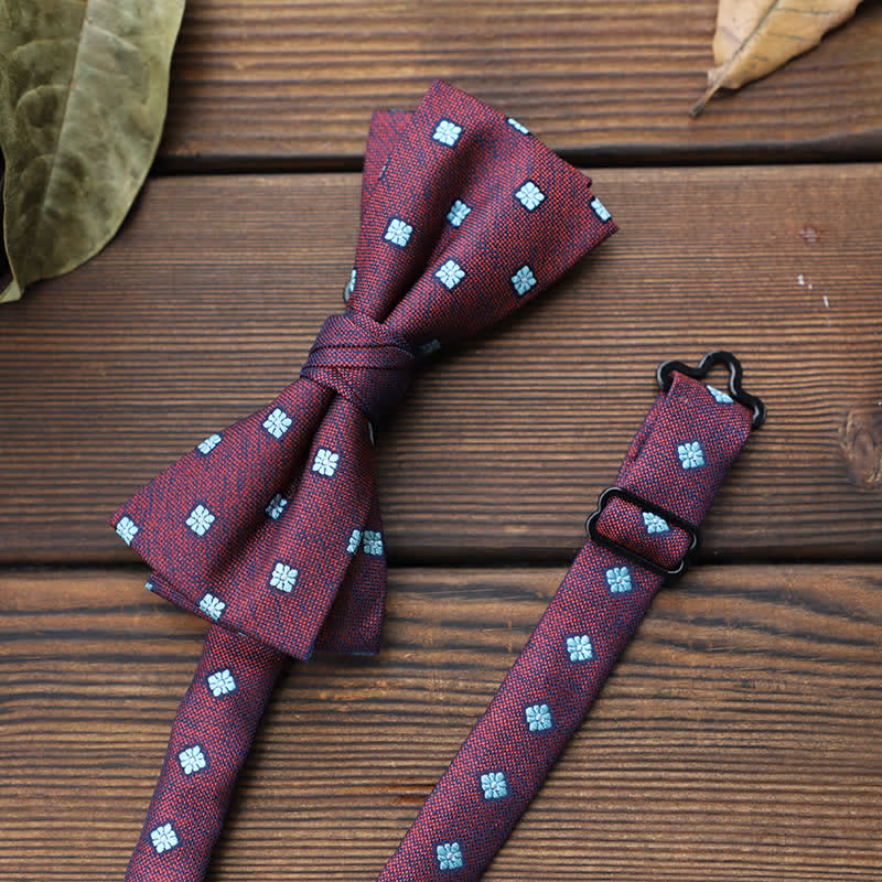 Men's British Striped Floral Bow Tie