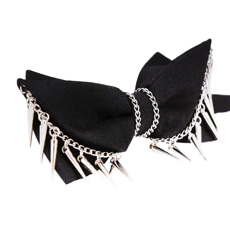 Men's Punk Style Rivet Chain Tassels Bow Tie