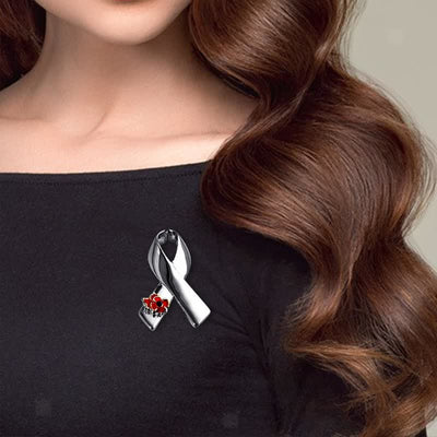 Unisex Disease Awareness Ribbon Poppy Brooch