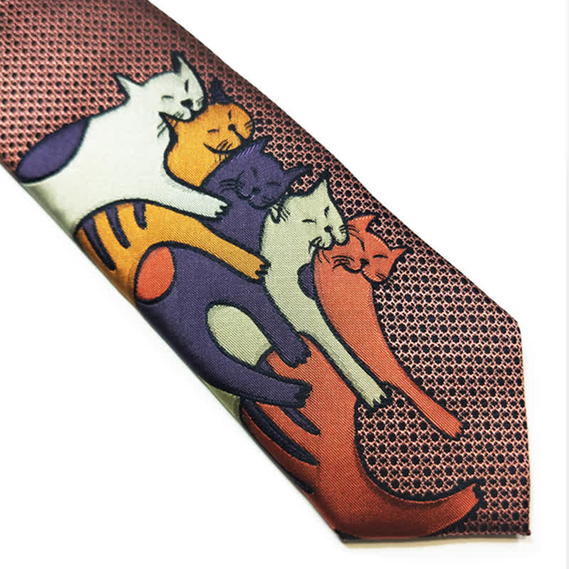 Men's Casual Sweetie Cats Snuggling Necktie