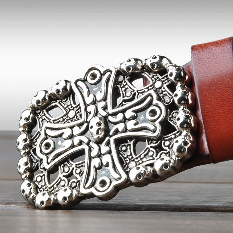 Men's Gothic Skull Plate Buckle Leather Belt