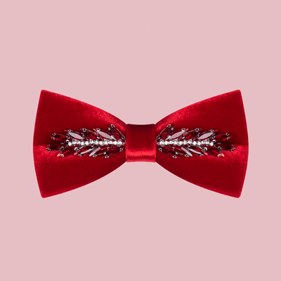 Men's Witty Crystal Velvet Bow Tie