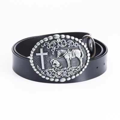 Men's Steed Cross Kneeling Prayer Leather Belt