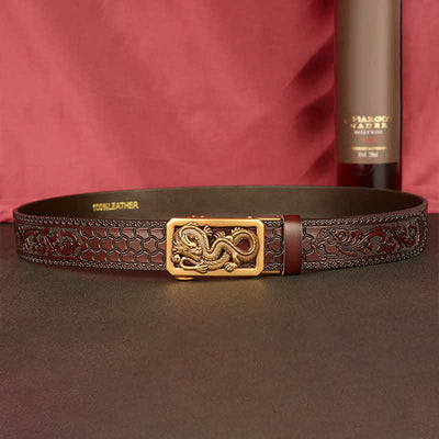 Men's Coiling Dragon Embossing Leather Belt