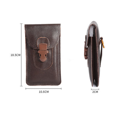 Release Buckle Cellphone Carrying Leather Belt Bag