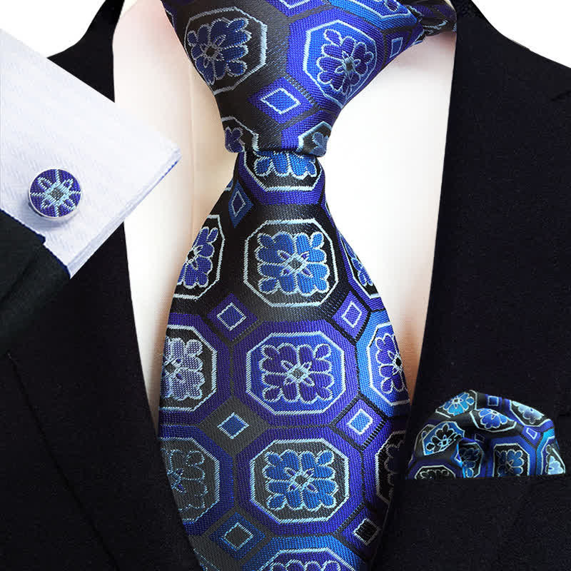 3Pcs Men's Classic Paisley Floral Necktie Set