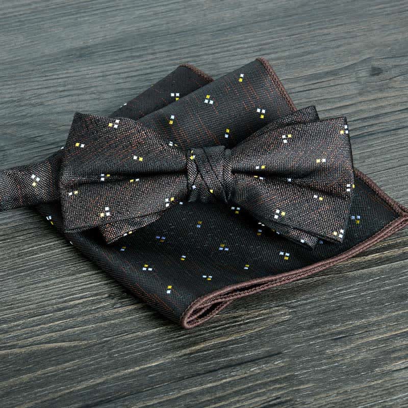 2Pcs Men's Flower Dots Formal Wedding Bow Tie Set
