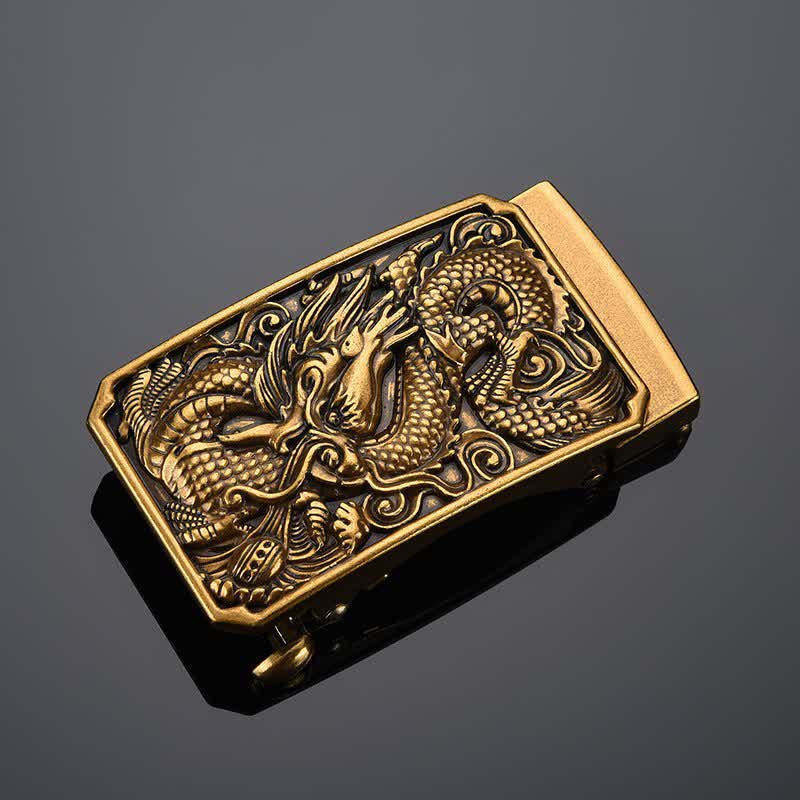 Men's DIY Coiling Dragon Automatic Buckle Leather Belt