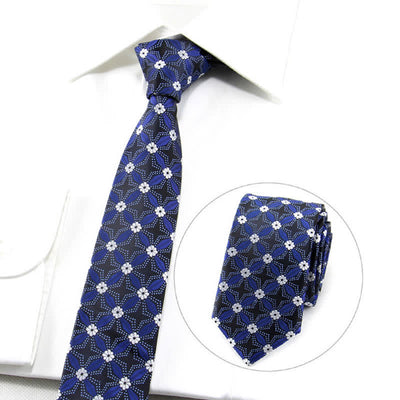 Men's Flower Embroidered Geometric Necktie