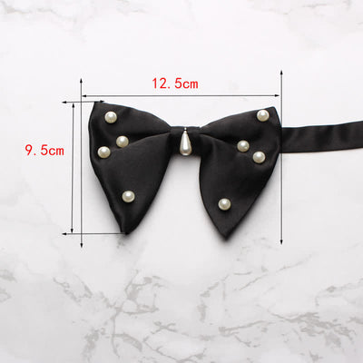 Men's Stylish Pearl Oversized Pointed Bow Tie