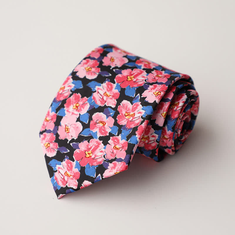 Men's Floral Animal Garden Scene Pattern Necktie